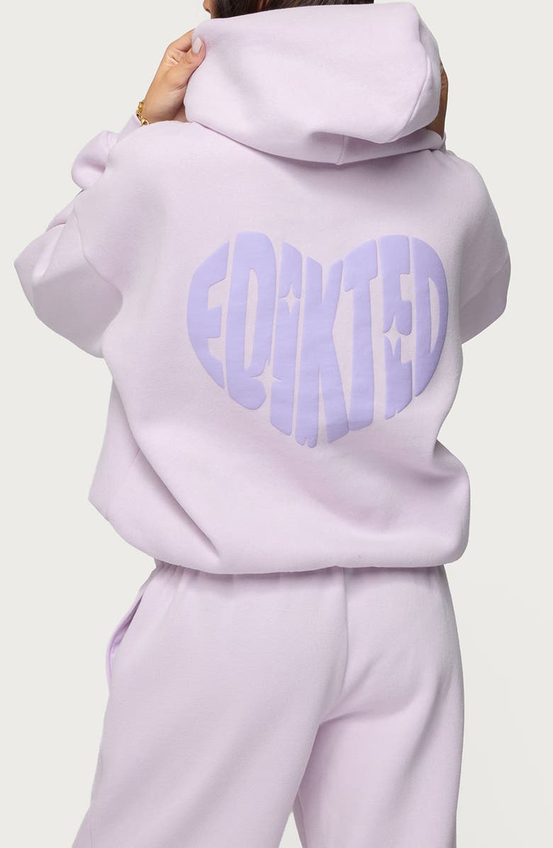 EDIKTED Major Love Hoodie, Alternate, color, Lilac