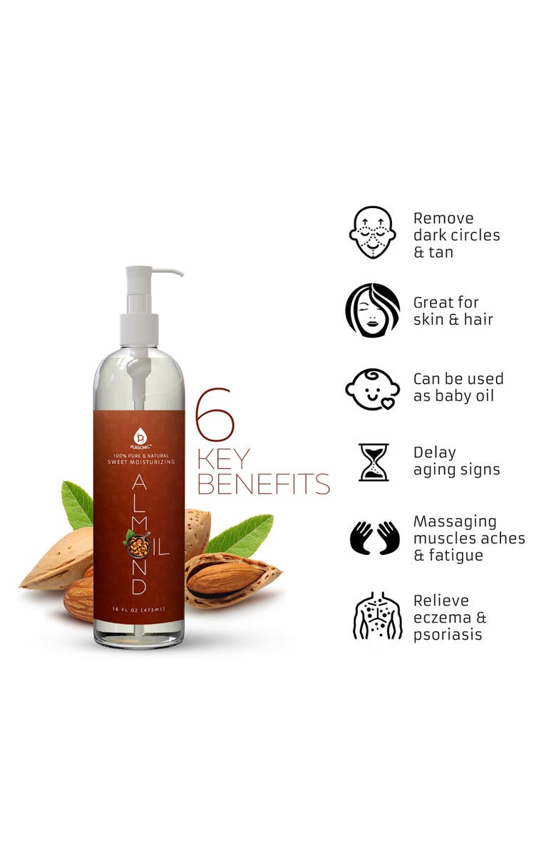 PURSONIC 100% Pure & Natural Sweet Almond Oil, Alternate, color, Multicolor