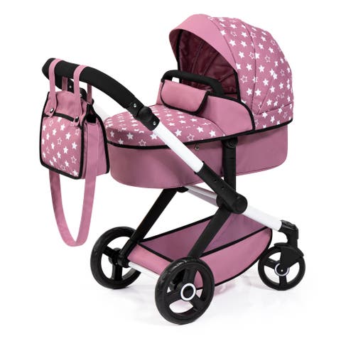 Xeo Pram Pink, White Stars, Convertible, Foldable