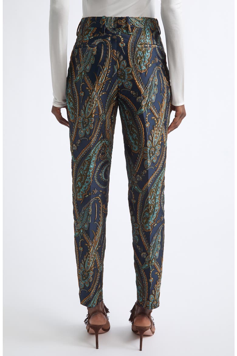 Bristol Paisley Jacquard Slim Leg Ankle Pants, Alternate, color, BLUE