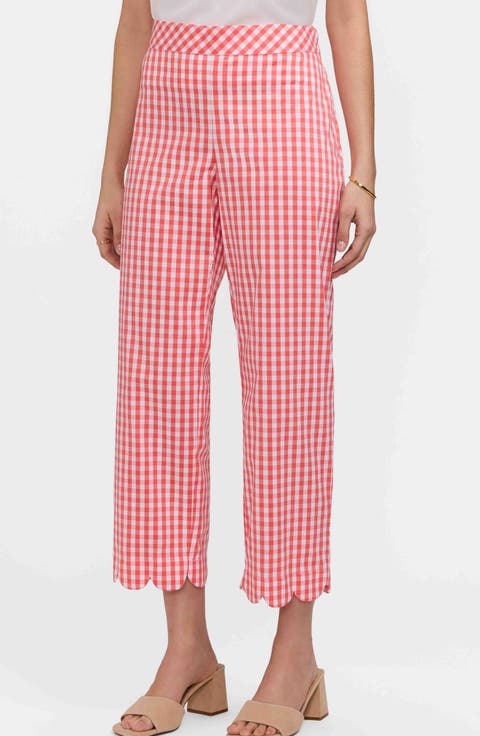 Elaine Gingham Scallop Hem Capri Pants
