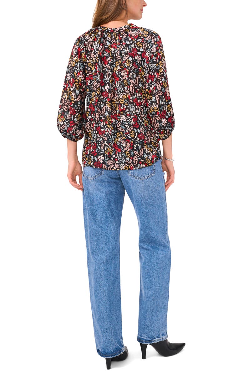 Vince Camuto Floral Keyhole Peasant Top, Alternate, color,