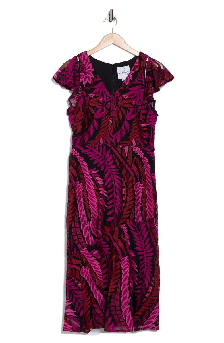 Sam Edelman Laurel Embroidered Leaf Dress, Alternate, color, Dark Pink