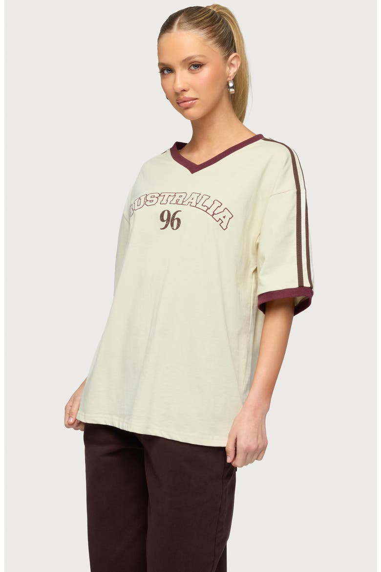 Australia 96 Oversize Cotton T-Shirt, Alternate, color, CREAM
