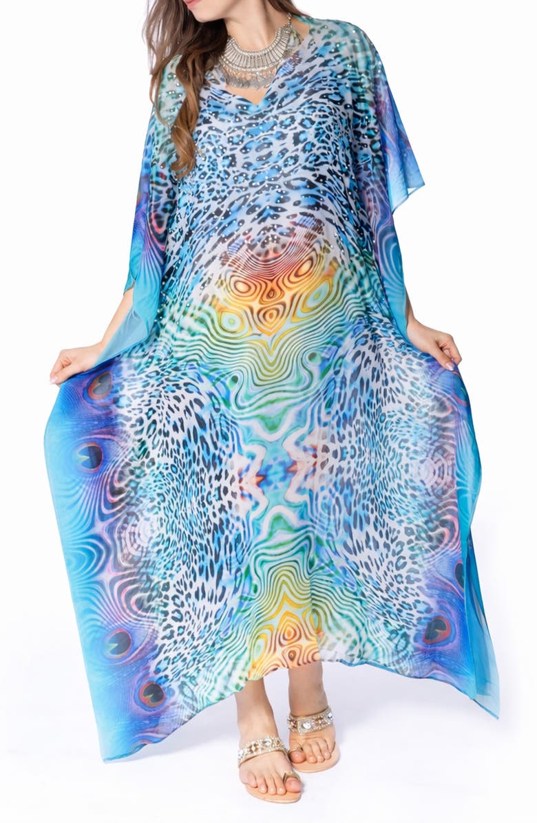 RANEES Long Caftan, Main, color, Blue