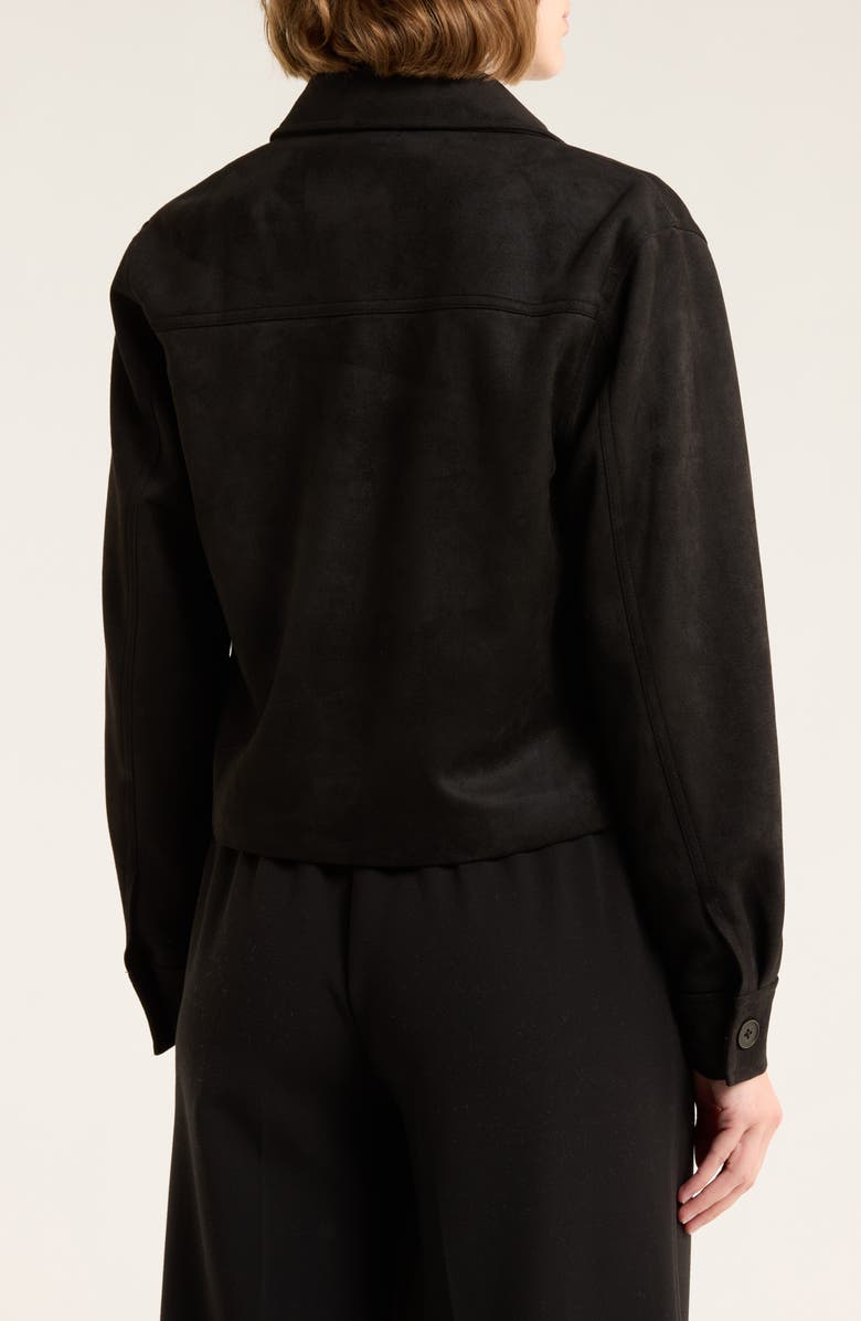 T Tahari Crop Faux Suede Jacket, Alternate, color, Black