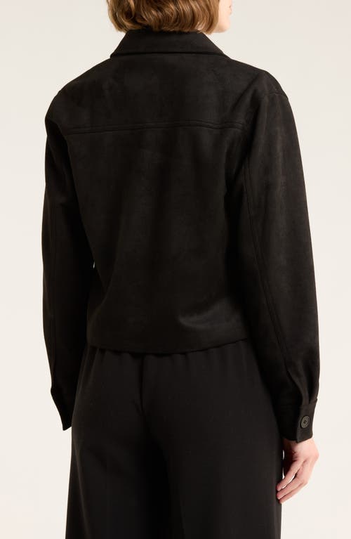 T Tahari Crop Faux Suede Jacket In Black