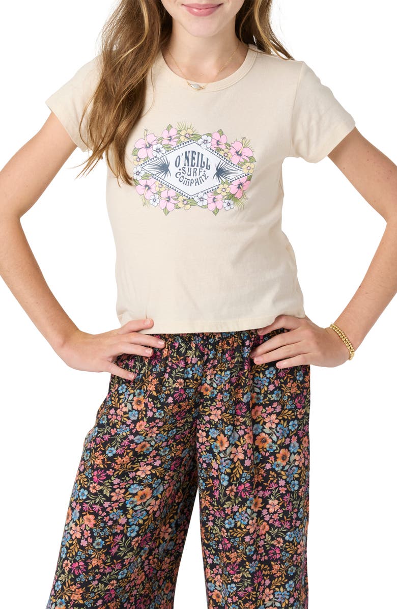O'Neill Kids' Beachside Hibiscus Graphic T-Shirt, Alternate, color, 