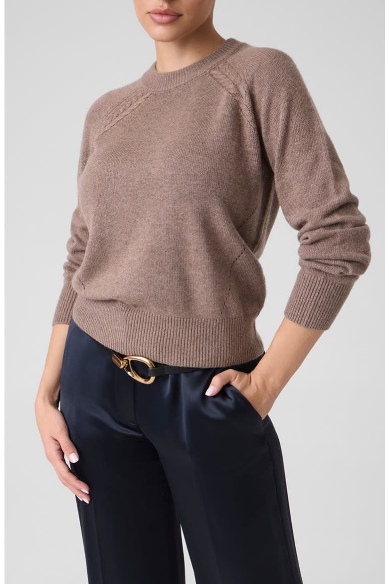 Helsinki Crewneck Cashmere Blend Sweater, Main, color, SILK TAUPE HEATHER