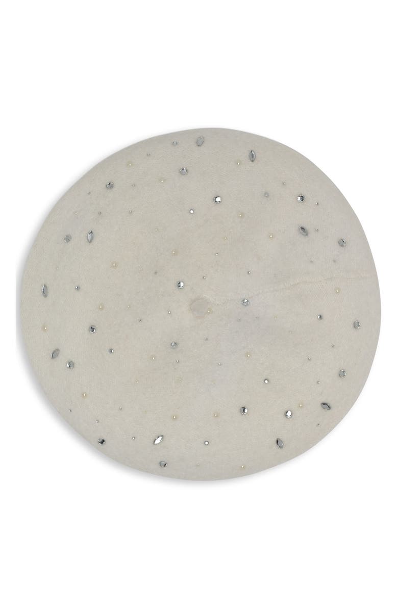 KARL LAGERFELD PARIS Scattered Crystal Beret, Alternate, color, Ivory