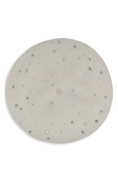 Karl Lagerfeld Paris Scattered Crystal Beret In White
