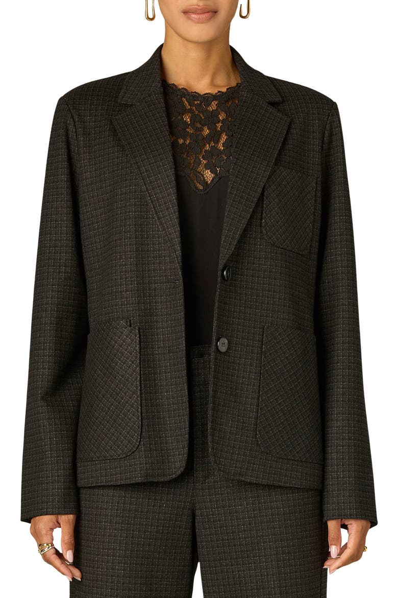 Plaid Blazer, Main, color, CHARCOAL BLACK