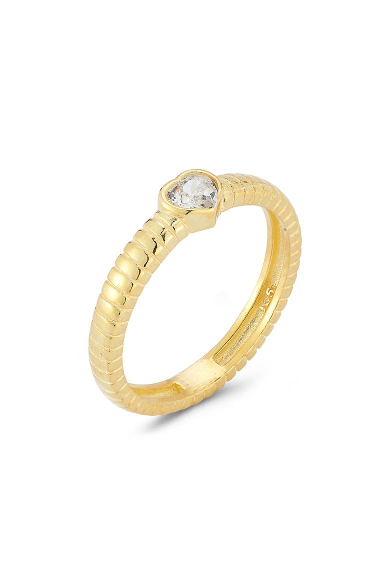 14K Gold Plate Heart CZ Ring, Alternate, color, GOLD