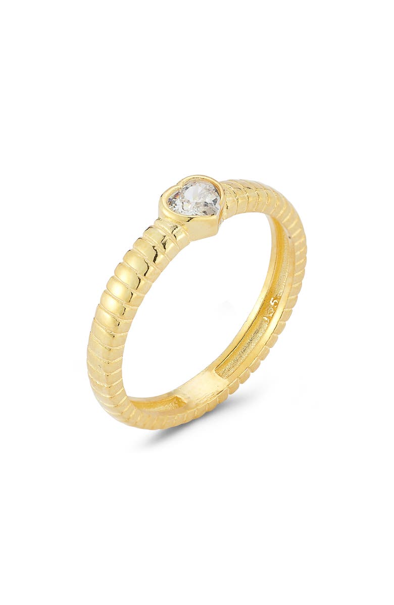 SPHERA MILANO 14K Gold Plate Heart CZ Ring, Alternate, color, Gold
