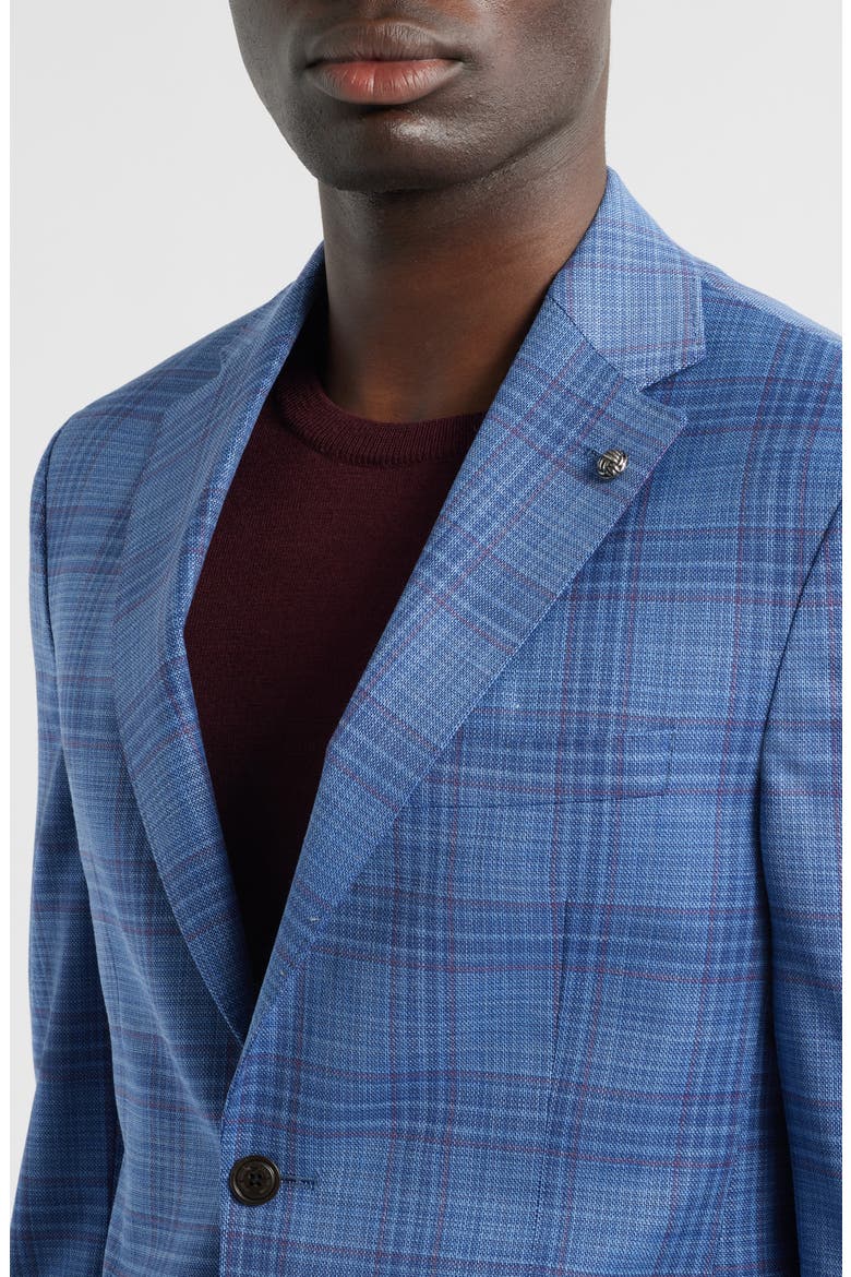 Midland Soft Constructed Plaid Stretch Wool Sport Coat, Alternate, color, BLUE