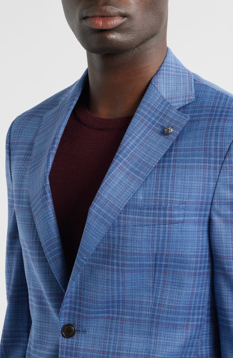 Jack Victor Midland Soft Constructed Plaid Stretch Wool Sport Coat, Alternate, color, Blue