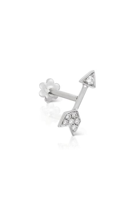 Single Diamond Arrow Stud Earring