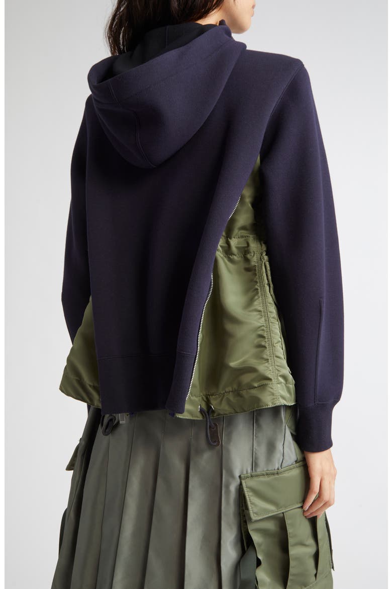 Sponge Sweat x Nylon Twill Hoodie, Alternate, color, NAVY/ KHAKI 212
