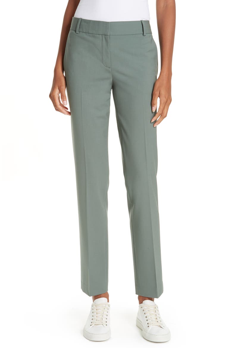 Straight Leg Stretch Wool Trousers, Main, color, PALE GREY MOSS