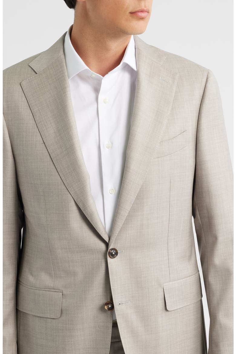 Capri Trim Fit Tan Mélange Super 150s Wool Suit, Alternate, color, BEIGE