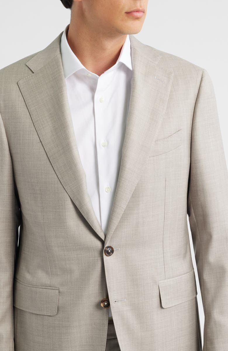 Canali Capri Trim Fit Tan Mélange Super 150s Wool Suit, Alternate, color, Beige