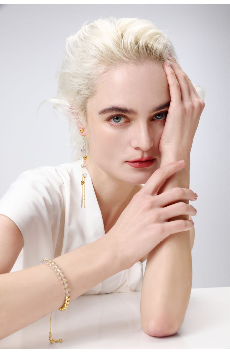 Classicharms FrostLily Mini Clear Crystal and Bead Drop Earrings, Alternate, color, Gold