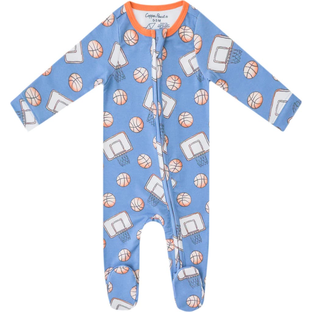Copper Pearl Dunk Fitted One-piece Pajamas In Blue