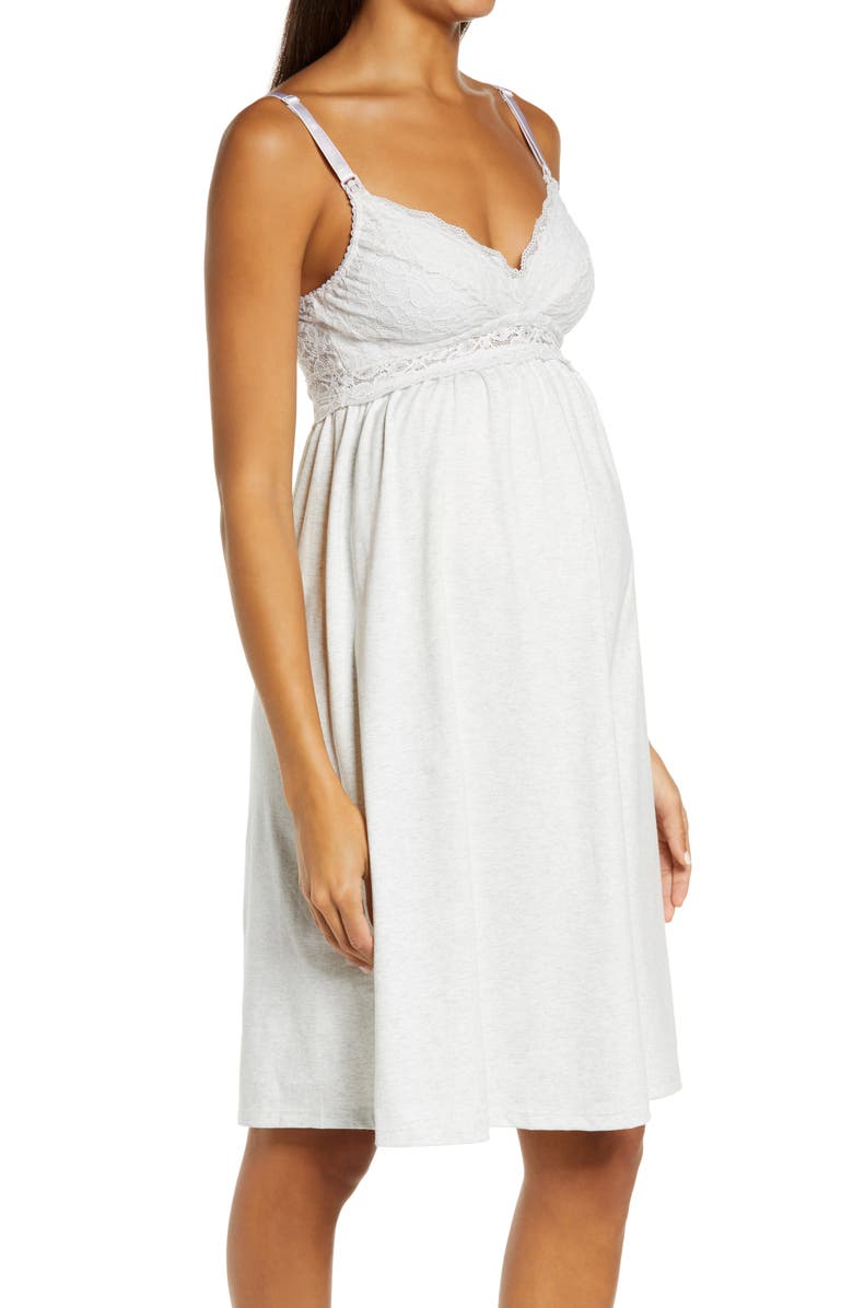 Belabumbum Tallulah Lace Trim Maternity/Nursing Chemise, Alternate, color,