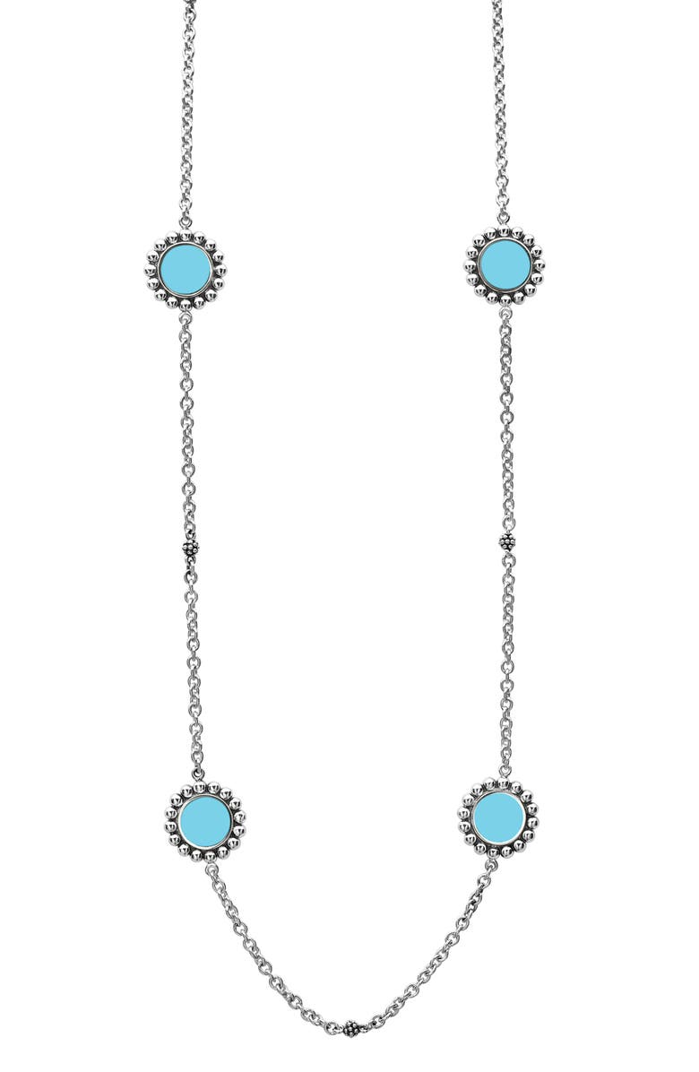 LAGOS Maya Blue Ceramic Station Necklace, Main, color,