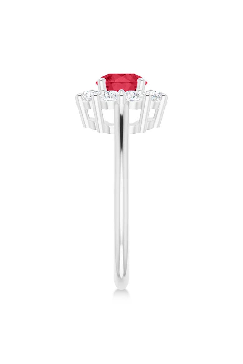 Round Lab Ruby & Diamond Halo Ring 14K, Alternate, color, 1.70ct/White Gold