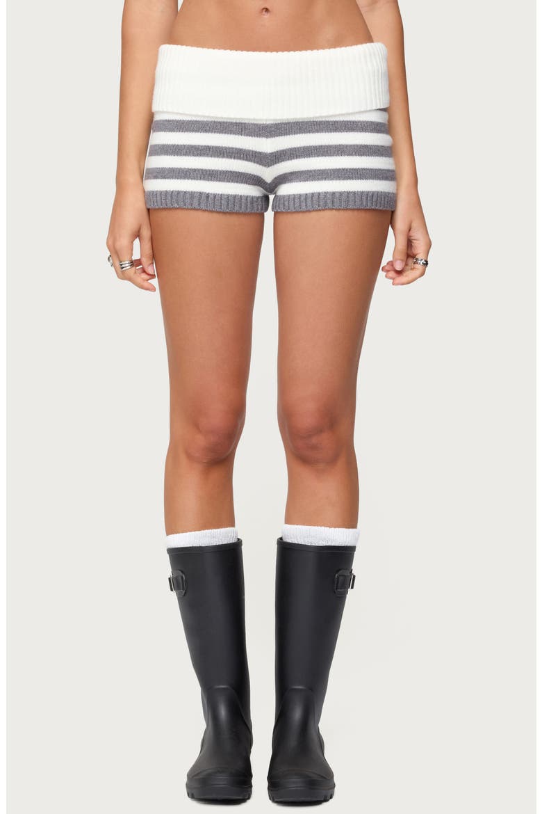 Saphi Stripe Foldover Waist Knit Shorts (Women) | Nordstrom