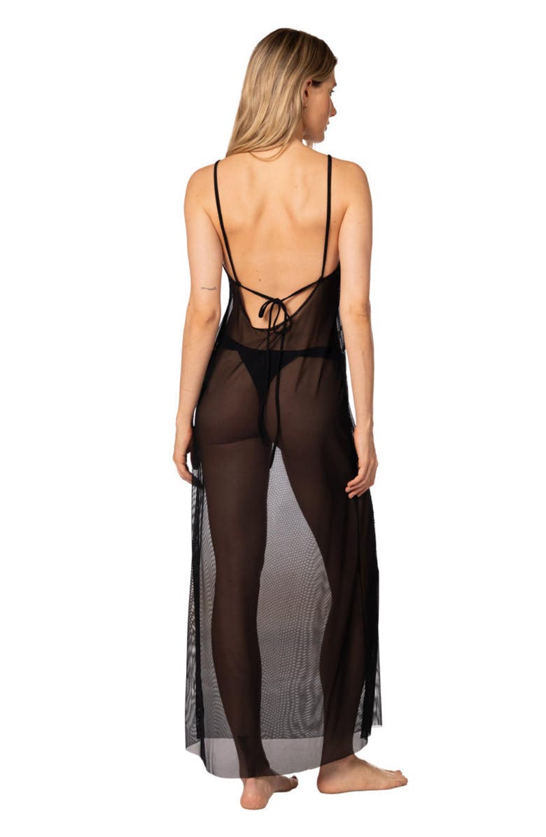 KIBYS Ancestral Lines Gio Sheer Palm Beach Dress, Alternate, color, Black