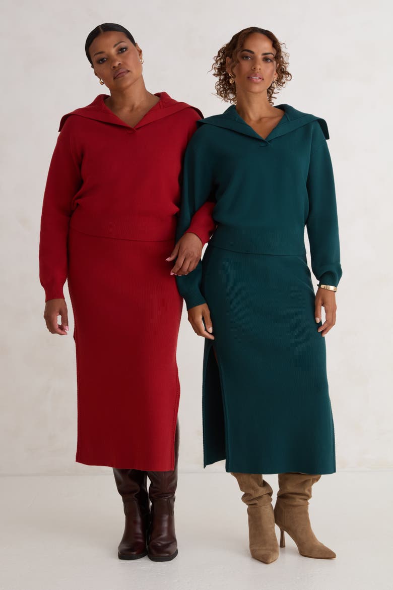 The Rib Sweater Skirt, Alternate, color, DARK MOSS