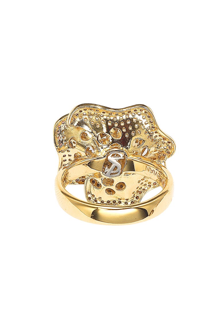 Flower Pavé Cubic Zirconia Ring, Alternate, color, BROWN
