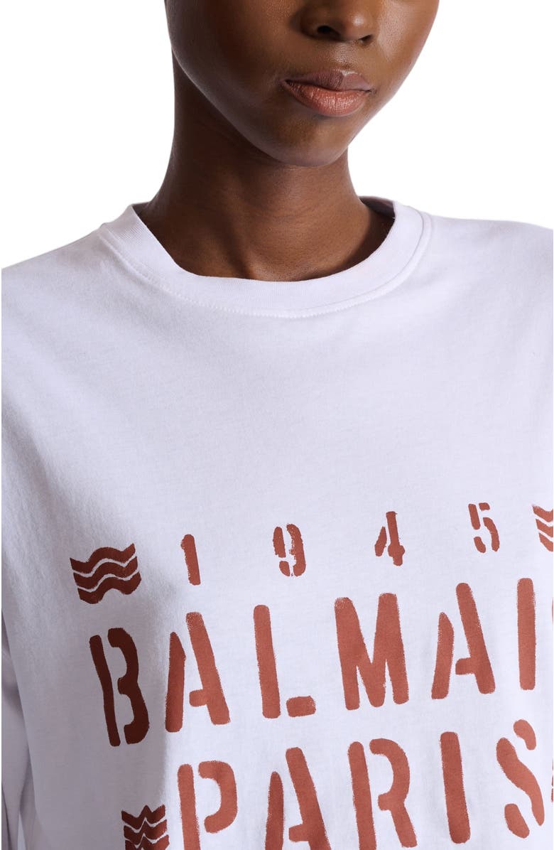 Balmain T-shirt with Balmain Plage print, Alternate, color, White