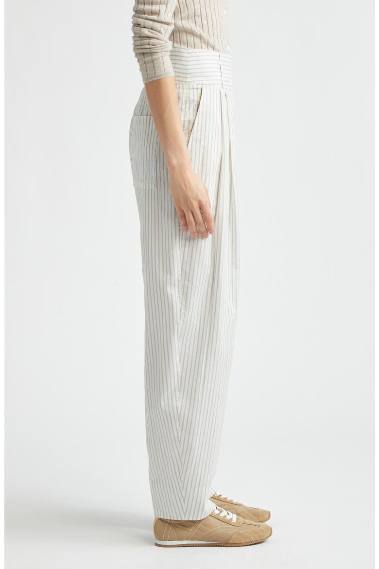 Stripe Organic Cotton & Silk Balloon Pants, Alternate, color, WHITE/ COBALT