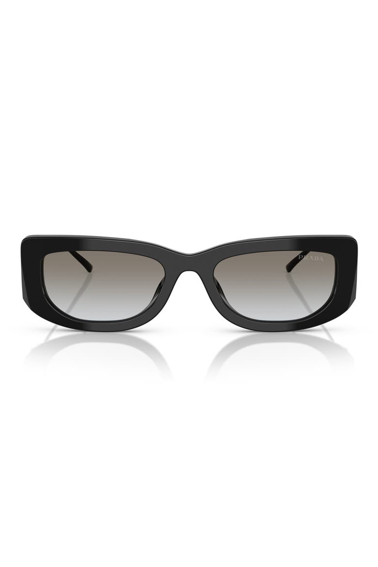 53mm Gradient Rectangular Sunglasses, Main, color, BLACK / GREY GRADIENT