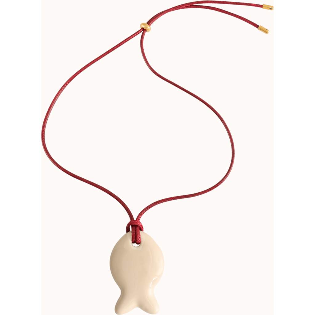 Joiana Jewelry Ecru Enamel Fishie Necklace In Neutral
