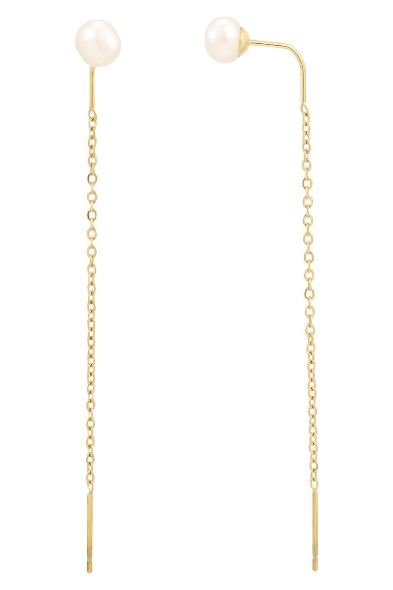 Imitation Pearl Threader Earrings, Main, color, GOLD