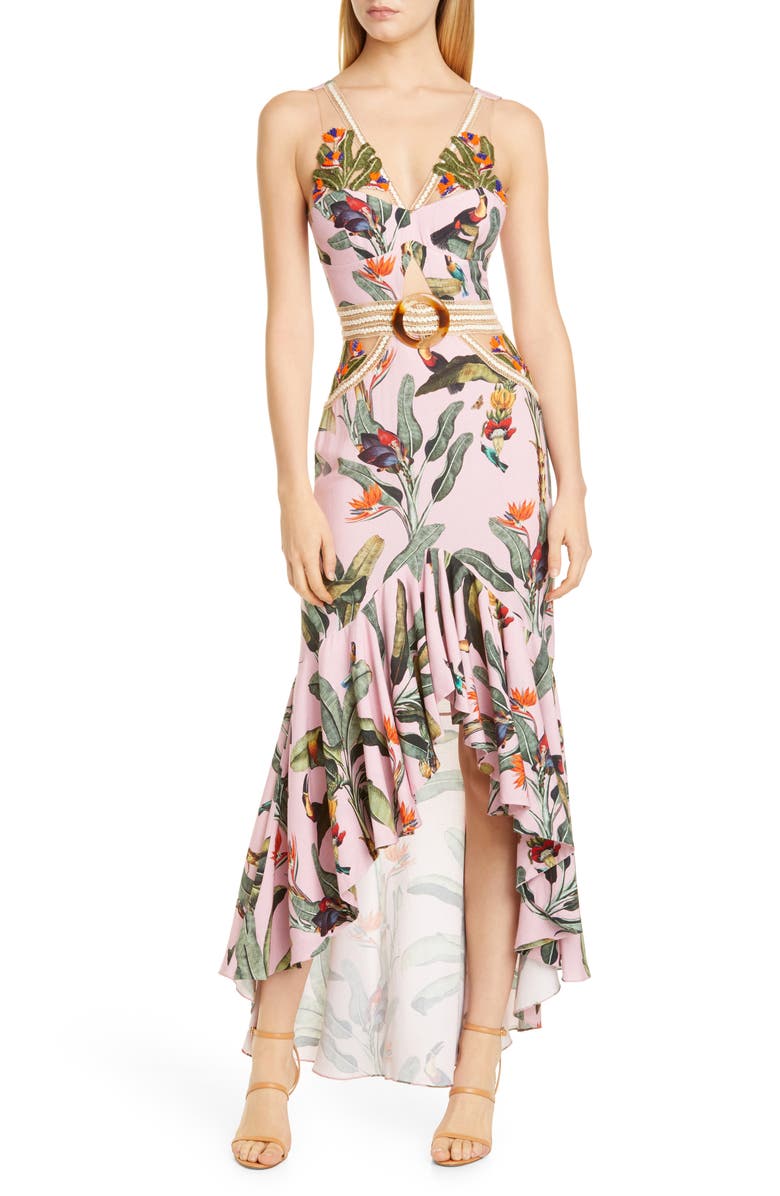 PatBO Tropical Cutout High/Low Gown, Main, color, 