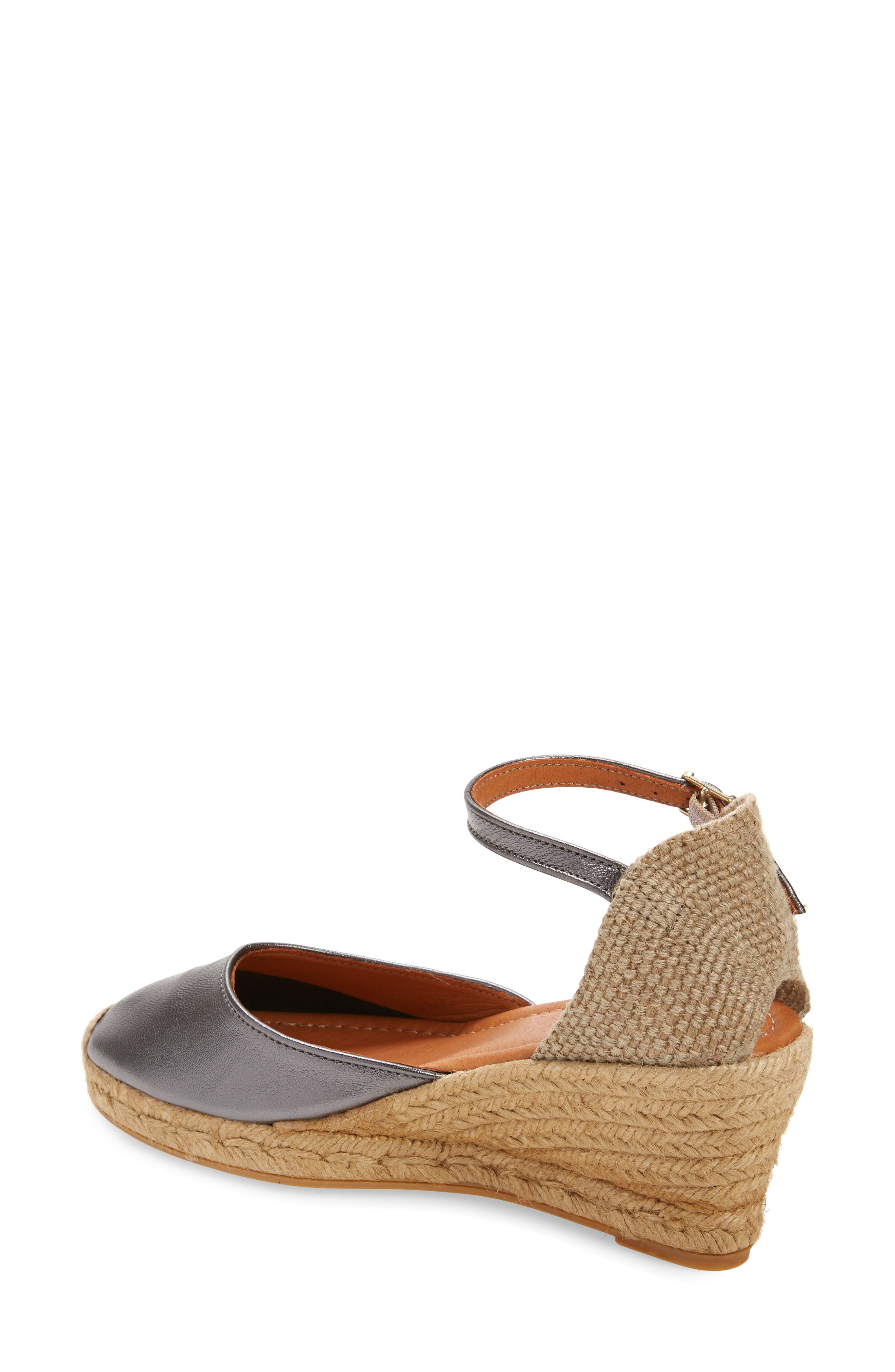 Costa Wedge Sandal, Alternate, color, METALLIC SILVER LEATHER