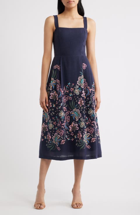 Floral Print Sleeveless Midi Dress
