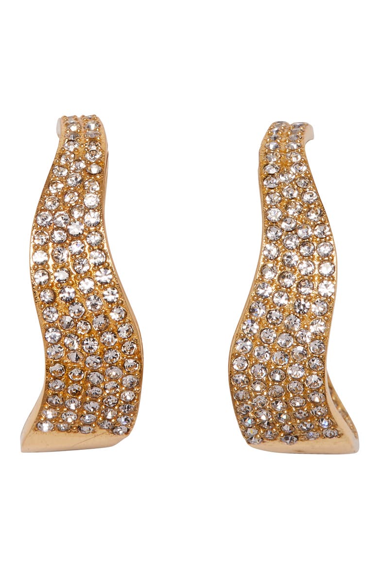 Pavè Hoop Earrings, Main, color, GOLD/CRYSTAL