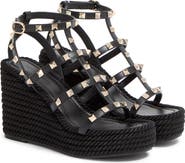 Valentino Rockstud Ankle Strap Wedge Sandal