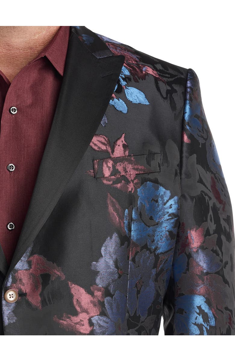 Tallia Big & Tall Bold Floral Sport Coat, Alternate, color, Black
