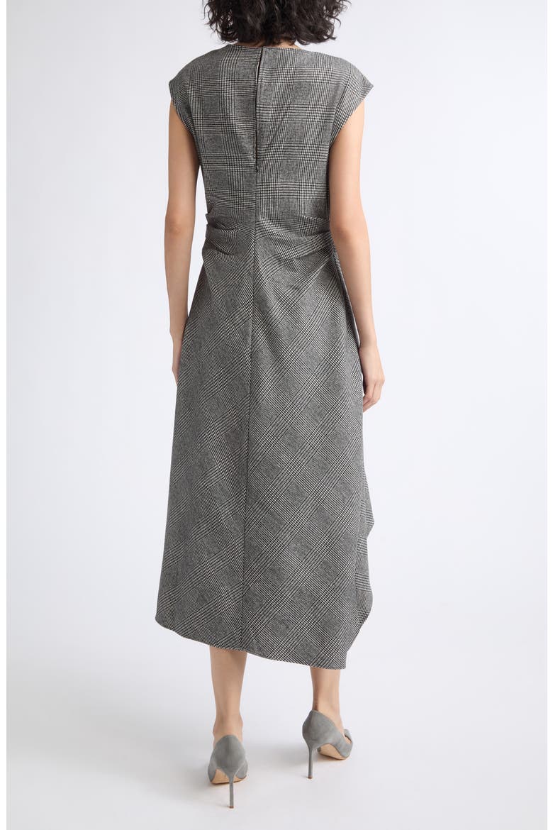Clara Glen Plaid Asymmetric Hem Wool Blend Dress, Alternate, color, GREY