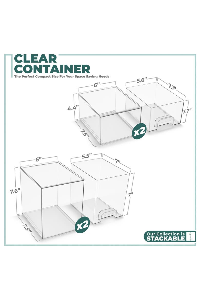 4-Piece Stackable Drawer Storage Bin Set, Alternate, color, NO COLOR
