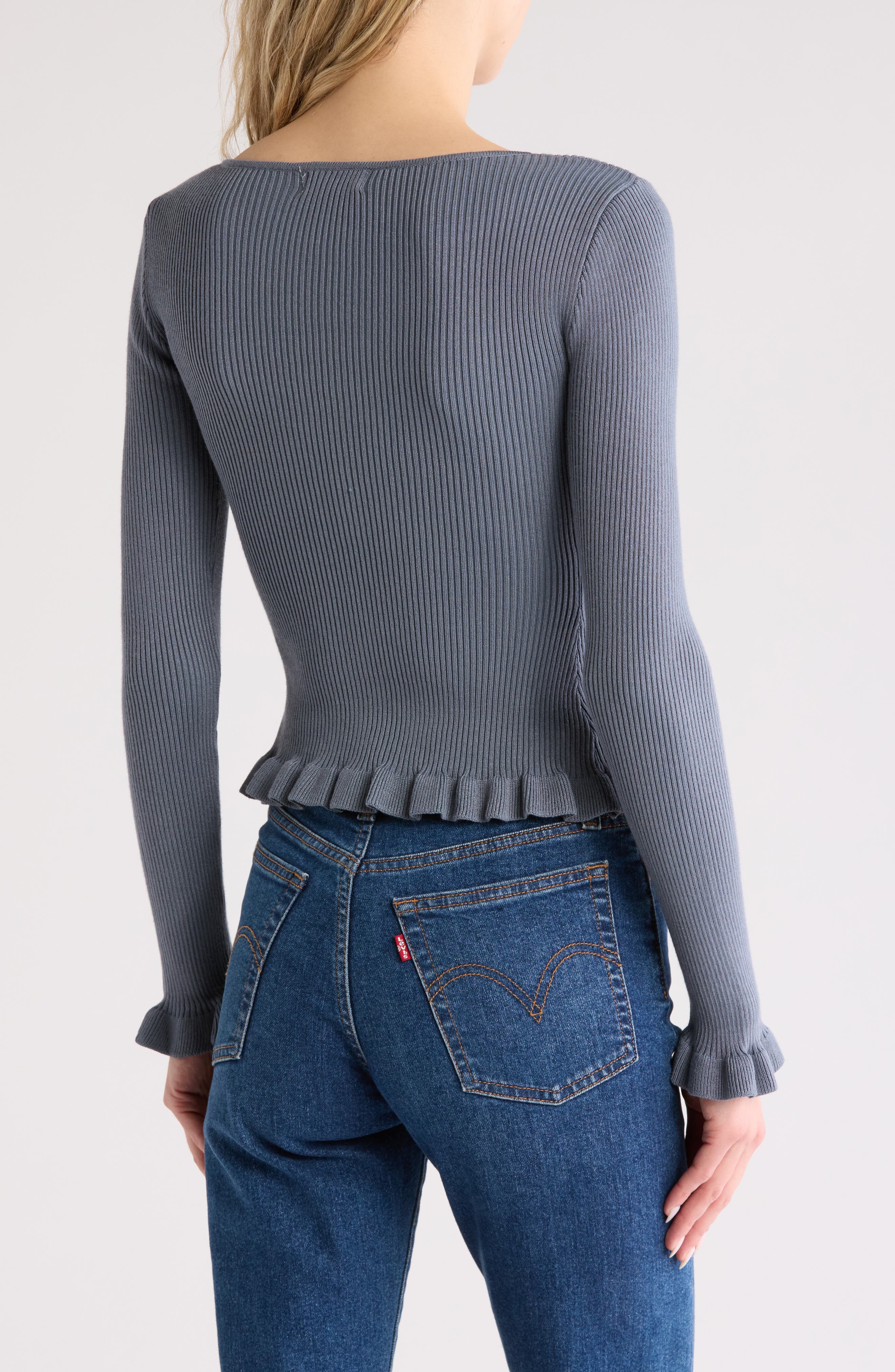 Ruffled Ribbed Knit Top - image 4