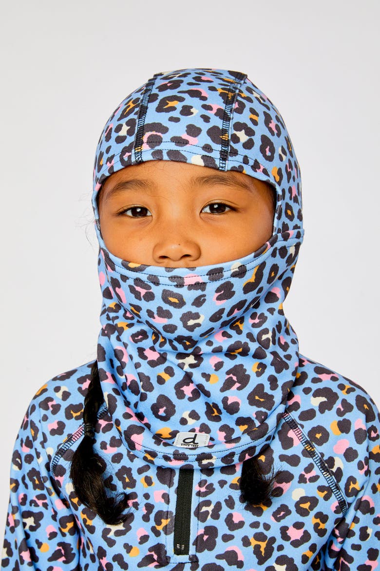 Leopard Brushed Jersey Reflective Stretch Balaclava, Alternate, color, Blue Leopard Print