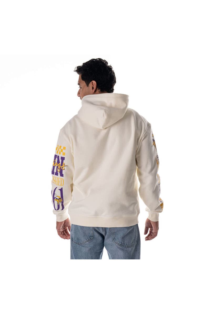 THE WILD COLLECTIVE Unisex The Wild Collective Cream Minnesota Vikings Stacked Graphic Sleeve Fleece Hoodie, Alternate, color, Cream